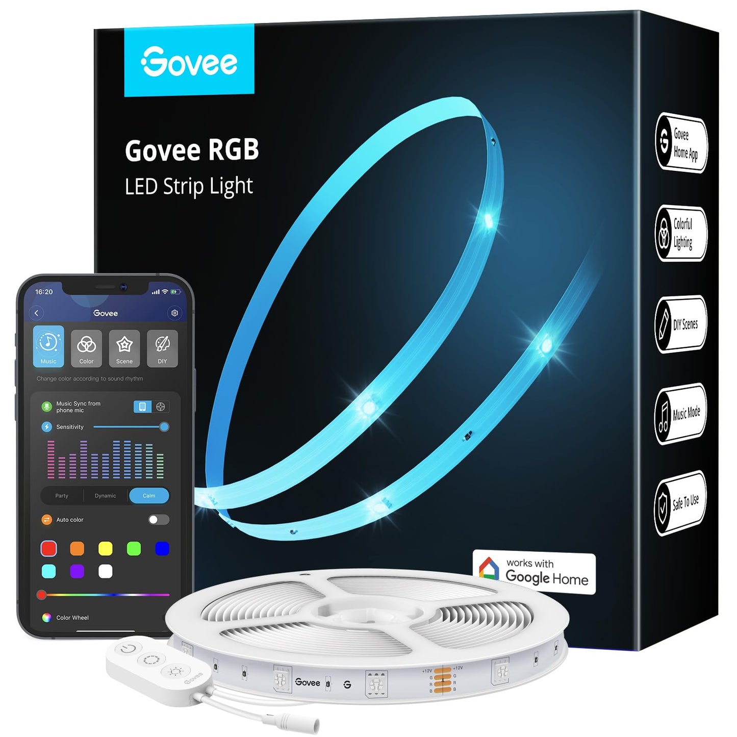 Govee LED Strip Lights, 5m Alexa LED Strip Smart WiFi App Control RGB, Works with Alexa and Google Assistant, Music Sync LED Lights for Bedroom, Party