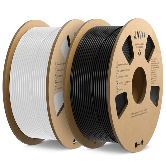 JAYO PLA Filament 1.75mm 1.1KG, PLA 3D Printer Filament Dimensional Accuracy +/- 0.02mm, Neatly Wound Filament PLA, Fit Most FDM 3D Printers, 1.1KG Spool (2.42 LBS), 2 Pack, Total 2.2KG, Black+White 1.1KG*2 Black+White