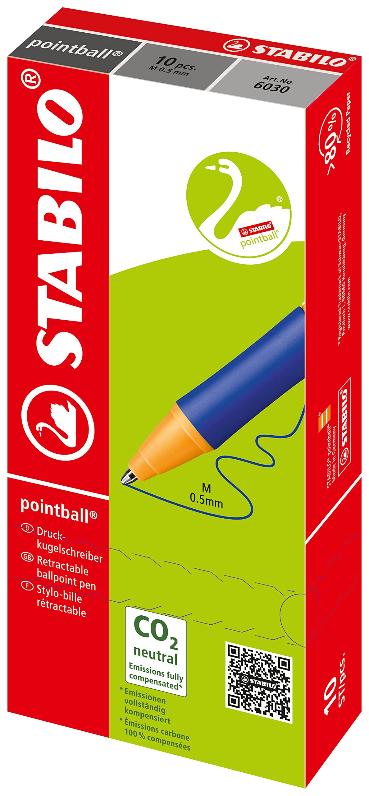 Ballpoint Pen - STABILO pointball - Pack of 10 - Black