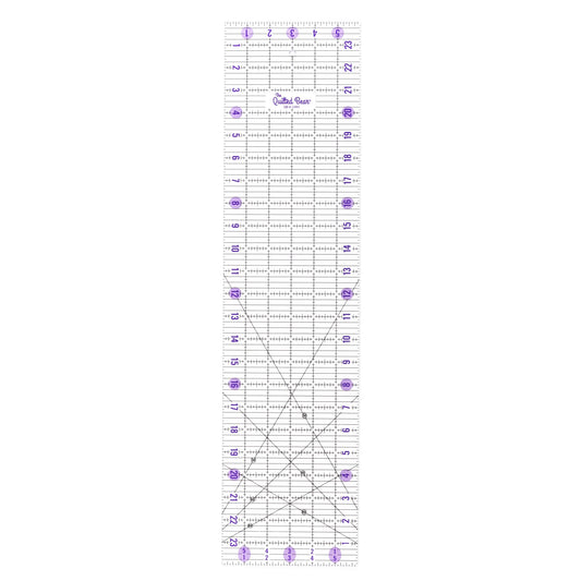 The Quilted Bear Quilting Rulers - Transparent Acrylic Non Slip Quilting & Patchwork Ruler with Clear Black Lines & 30, 45 & 60 Degree Angles (6" x 24") 6" x 24"