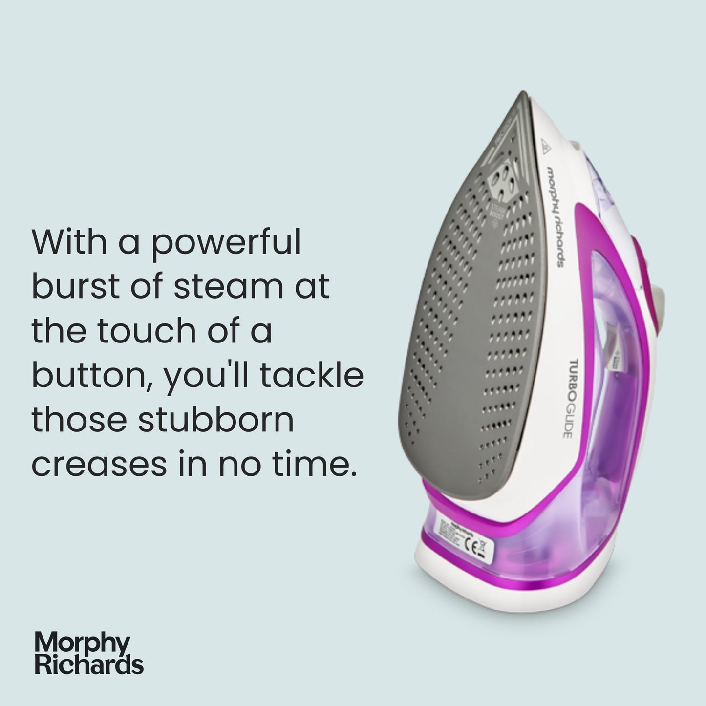 Morphy Richards 302000 Turbo Glide Steam Iron, 3 m Cable, 150 g Steam Shot, Auto Shut Off, 2800 W,Purple