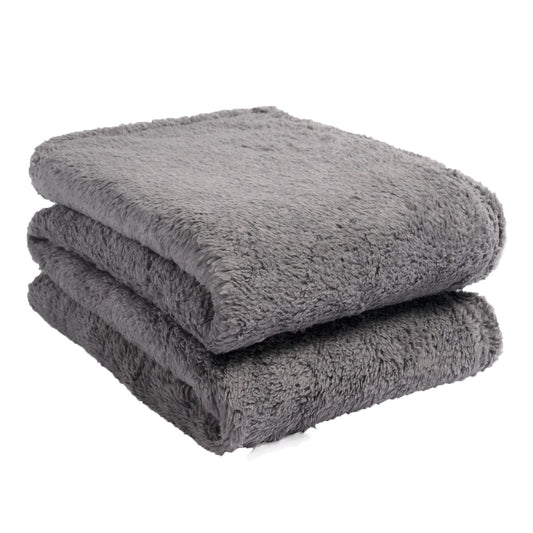 Brentfords Teddy Fleece Throw, 150 x 200 cm, 100% Polyester, Charcoal Grey, Double Double - 150 x 200 cm