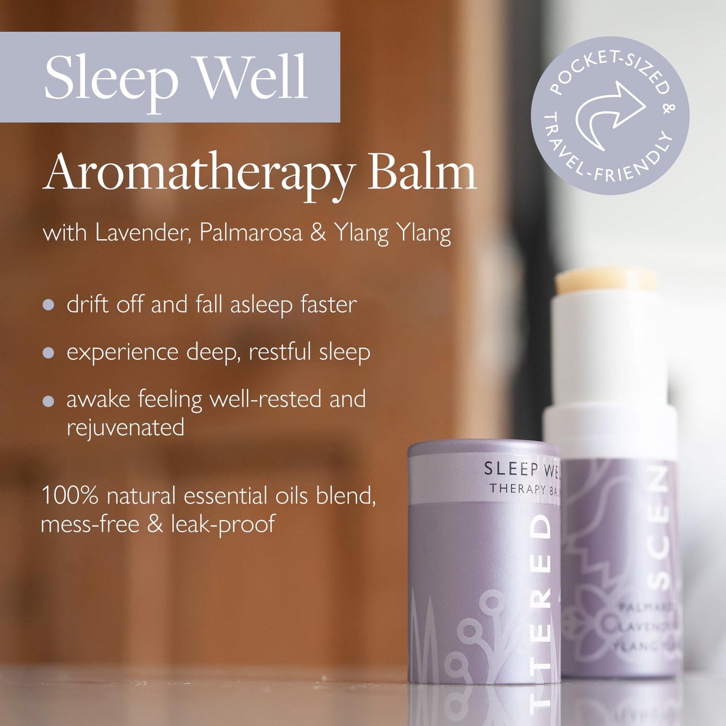 Scentered Sleep Well Aromatherapy Essential Oils Balm Stick - Sleep Aid for Restful Sleep - Lavender, Chamomile, Ylang Ylang Essential Oil - Relaxation Gifts for Women