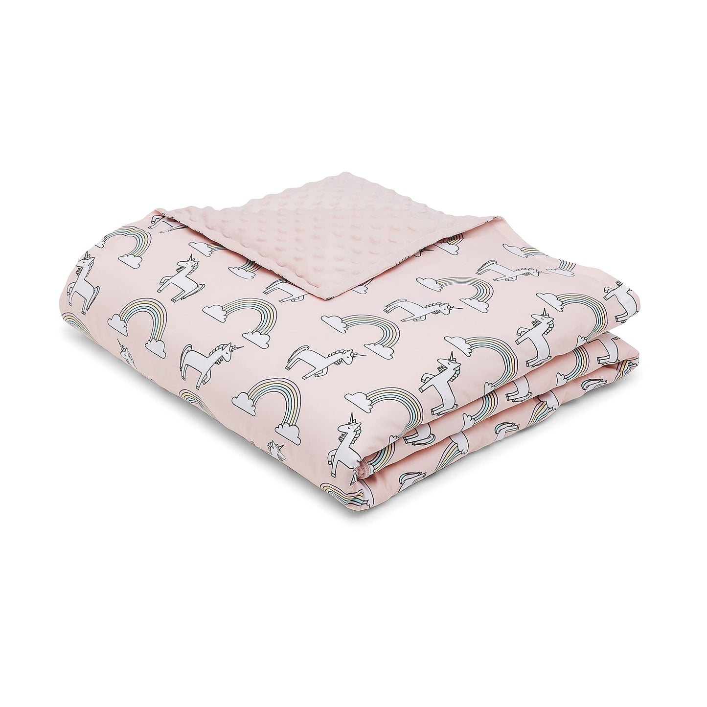 Amazon Basics Kids’ Cotton Weighted Blanket and Micromink Cover - 1.3 kg, 91.4 cm x 121 cm, Pink/Unicorn 1.3 kg blanket w/cover