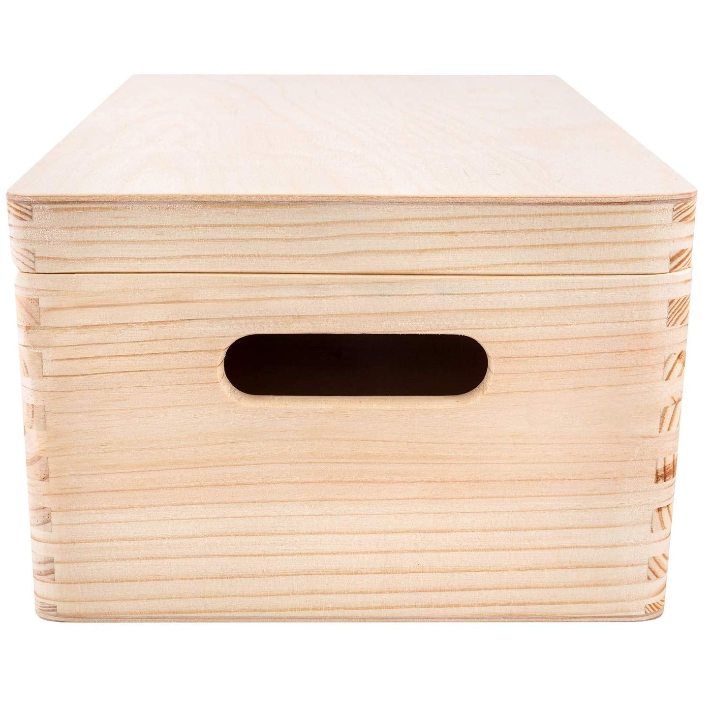 Creative Deco Large Plain Wooden Storage Box | 30 x 20 x 14 cm (+/-1 cm) | Hinged Lid & Handles | Unpainted Gift Box for Easter Kitchen Storage | UNSANDED Wood Keepsake Memory Craft Chest 30 x 20 x 13 cm Natural