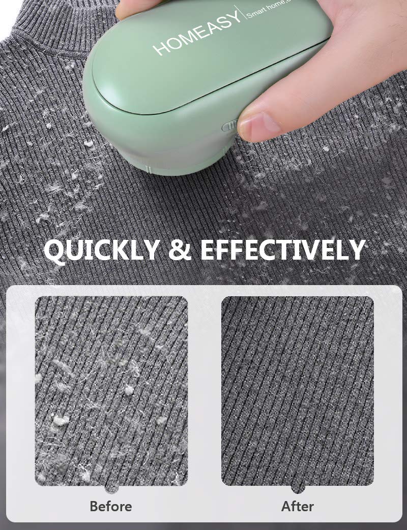 Fabric Shaver, Homeasy Lint Remover 2 in 1 Electric Lint Shaver Manual Lint Brush Sweater Defuzzer Bobble Remover for Clothes Quick and Effective Removal of Animal Hair and lint with 3 Blade Included Green