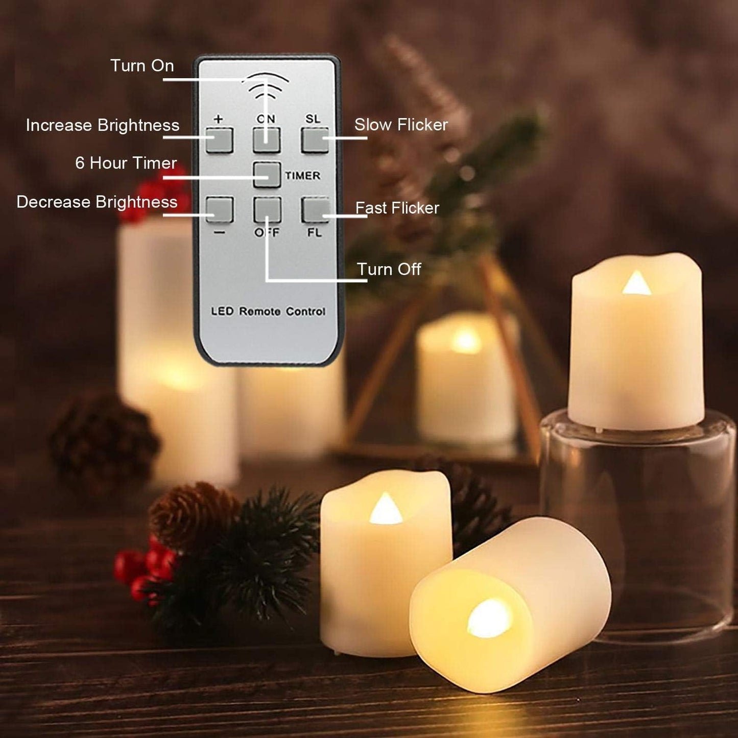 Homemory Rechargeable Flameless Votive Candles with Remote, Battery Tea Lights with Timer, 12PCS Electric Fake Candle in Warm White Warm White 12 Pc Rechargeable Flameless Votive