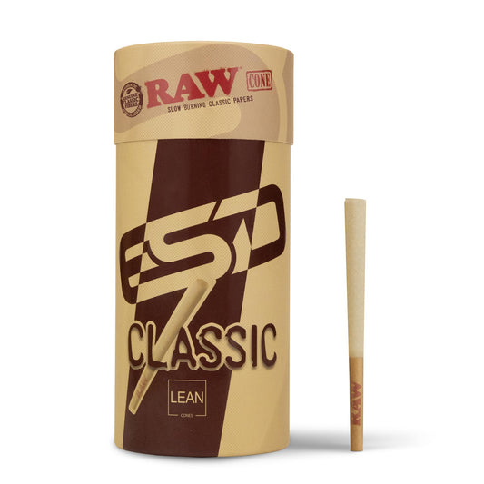 RAW Cones Classic Lean Size | 100 Pack | Natural Pre Rolled Rolling Paper with Tips & Packing Tubes Included