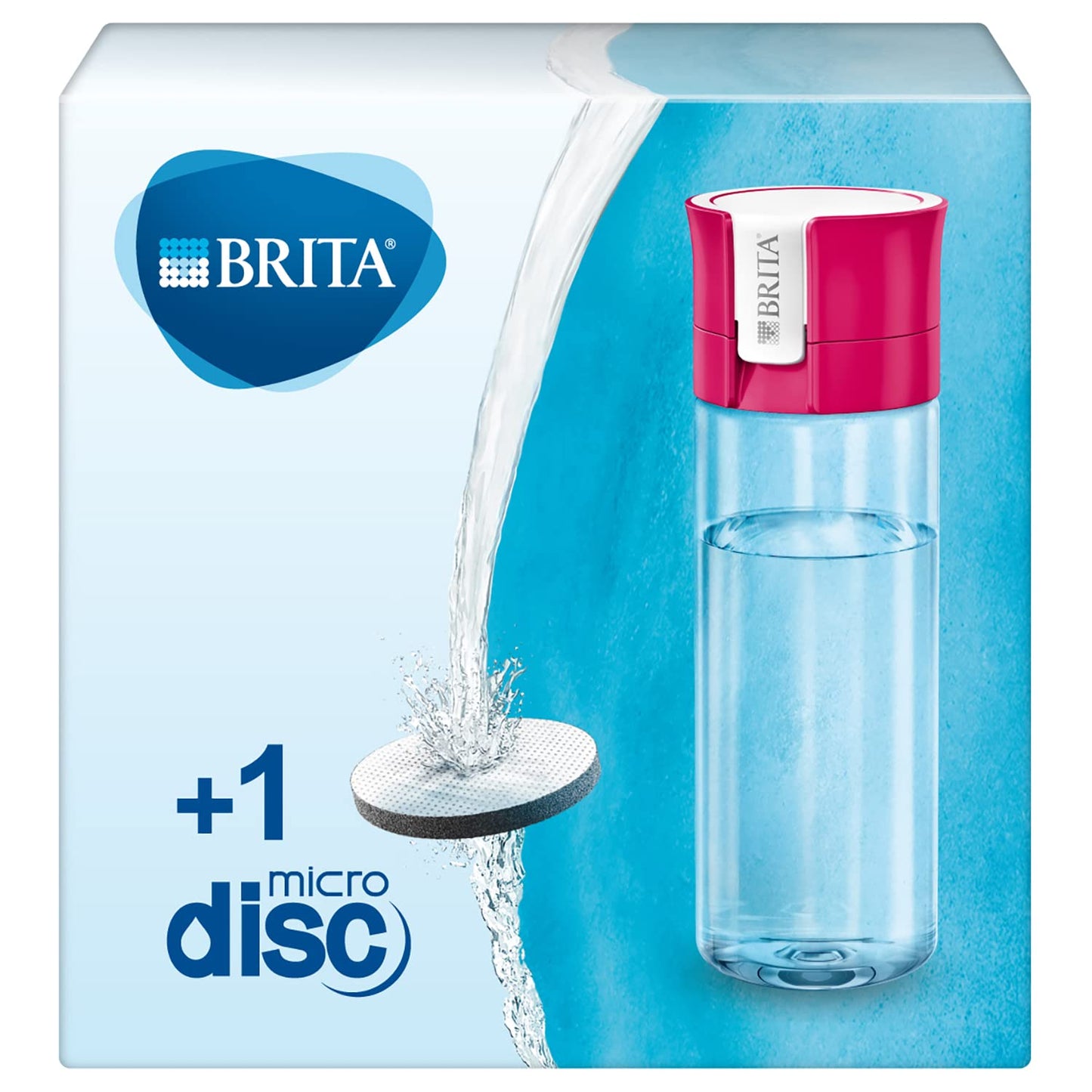 BRITA Water Filter Bottle, reduces chlorine and organic impurities, BPA free, Pink, 600ml