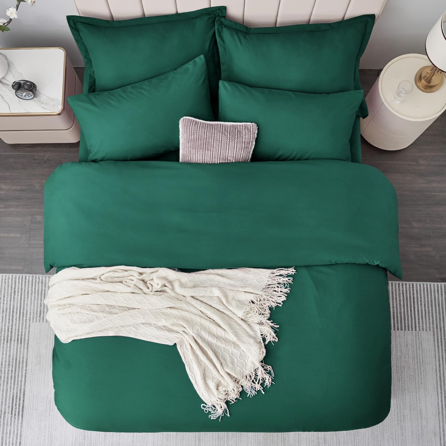 Aisbo King Size Duvet Covers Set Green - 3Pcs Bedding Set Kingsize Soft Brushed Microfiber Quilt Cover with 2 Pillowcases