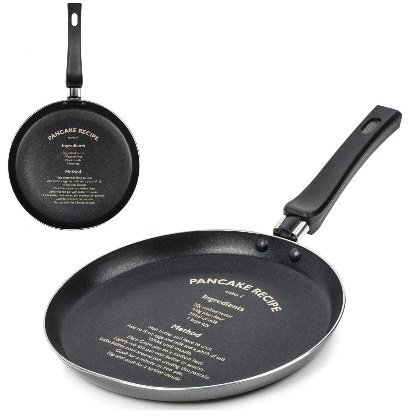 Premier Cookware Essentials Pancake Pan - Guaranteed Non-Stick Crepe Pan with Recipe – Induction Suitable – 24cm - Grey