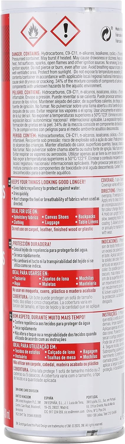 Scotchgard Fabric Water Shield, 1 Can x 400ml - Water Repellent Spray for Clothing and Household Upholstery Items, Long-Lasting Fabric Protector Single