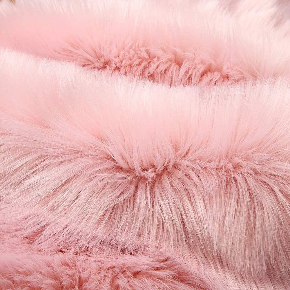 Faux Sheepskin Rug Fluffy Rug,Fluffy Area Small Rugs Shaggy Rugs for Bedroom Rug Fluffy Sofa Floor Carpet Home Decoration Pink Rugs (Pink 27.5 x 53.1 inch) 27.5(W) x 53.1(L) inch