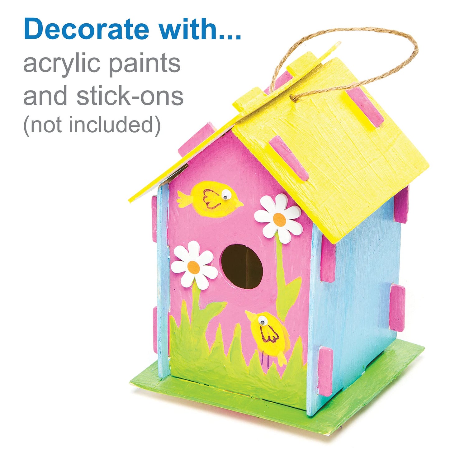 Baker Ross EF665 Wooden Birdhouse Kits (Pack Of 2) For Kids To Make & Decorate 2 Pack Single