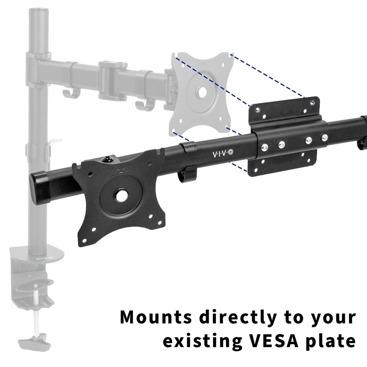 VIVO Dual VESA Bracket Adapter, Horizontal Assembly Mount for 2 Monitor Screens up to 27 inches, MOUNT-VW02A black