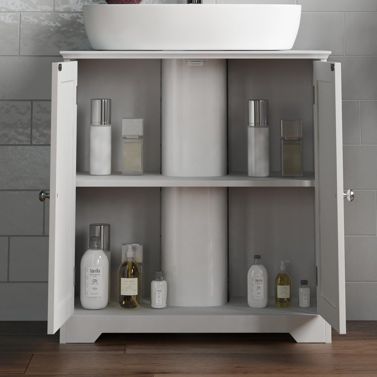 Bath Vida Priano Under Sink Bathroom Cabinet Floor Standing Storage Cupboard Basin Unit, White