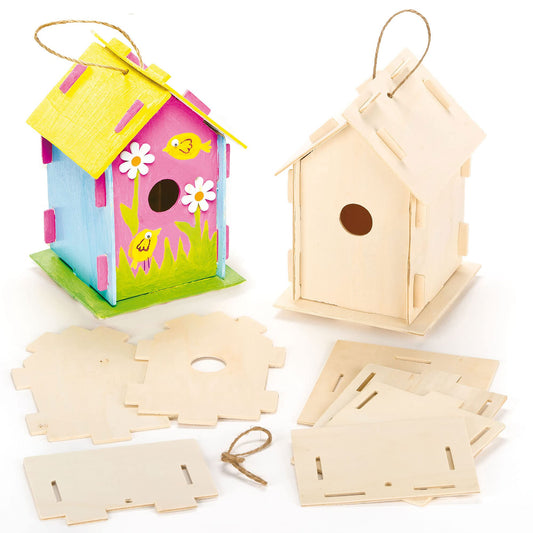 Baker Ross EF665 Wooden Birdhouse Kits (Pack Of 2) For Kids To Make & Decorate 2 Pack Single