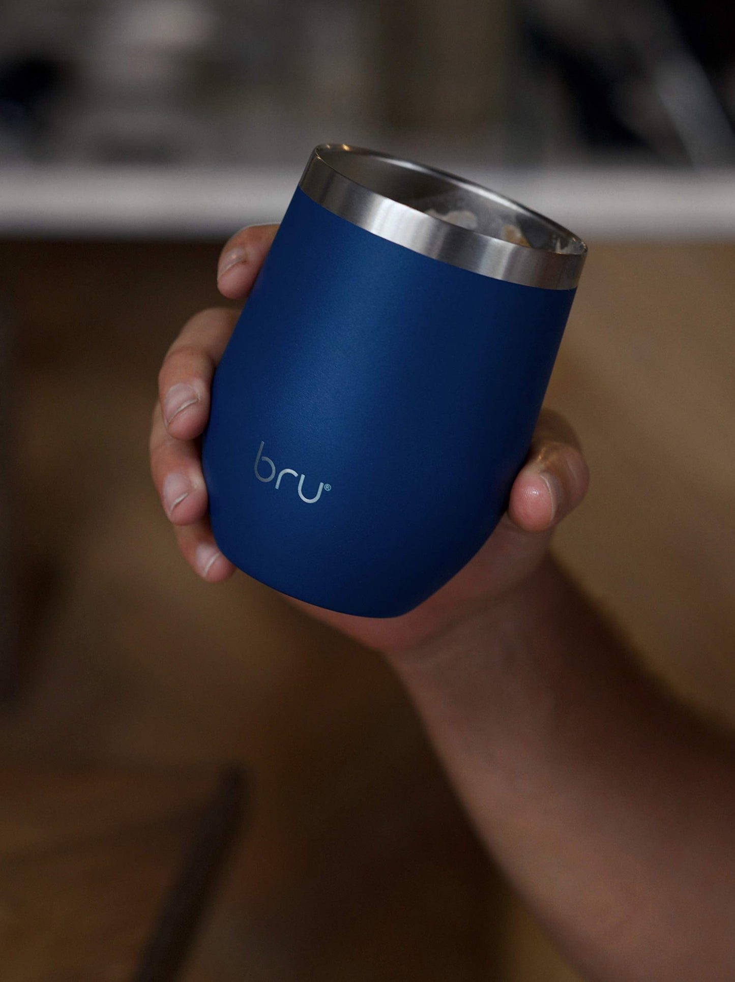 bru Reusable Coffee Cup | Travel Mug | 12oz/340ml | Vacuum Insulated | Stainless Steel | Eco-Friendly Thermal Cup (Blue Planet) Blue Planet