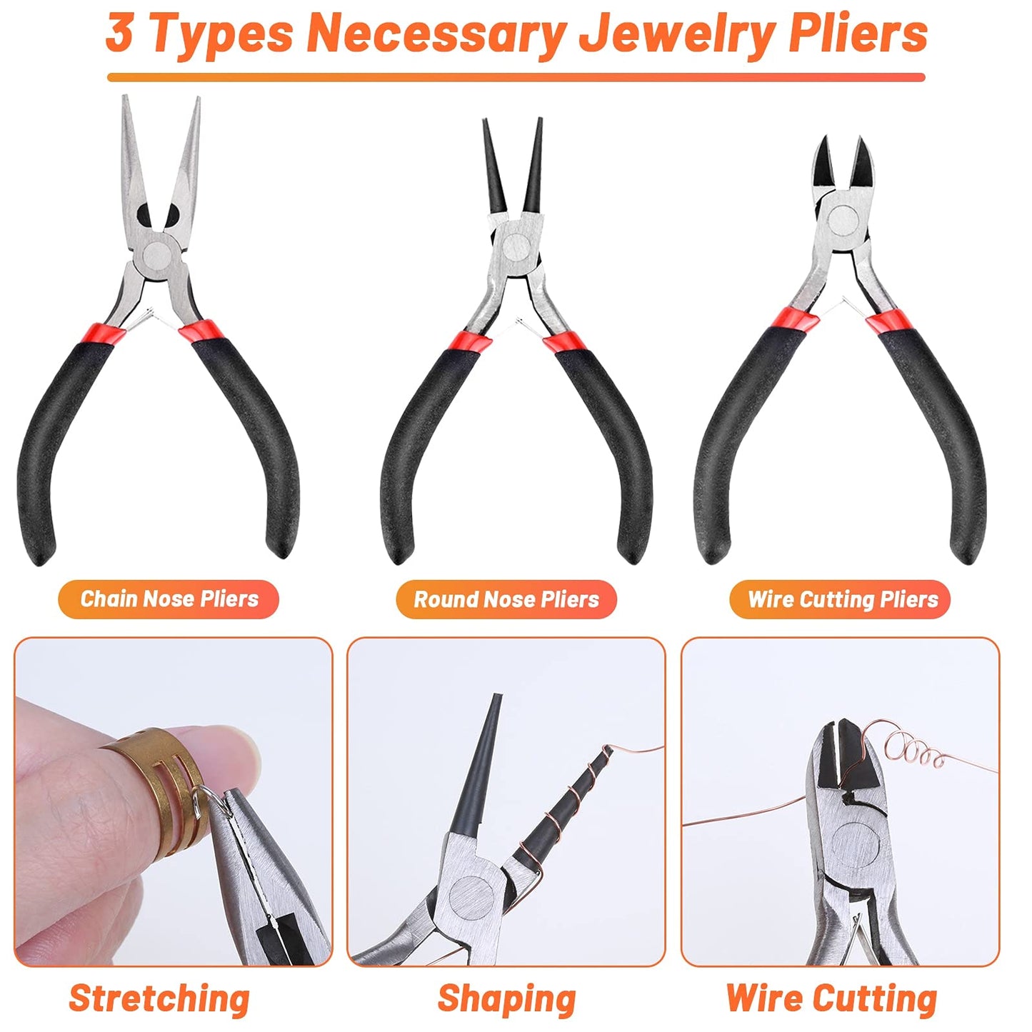 Jewelry Making Supplies Kit, Jewellery Making Kits with Jewellery Pliers Jewelry Wire Jewellery Making Tools Jewelry Findings Ring Measurement Tool for Jewelry Making & Repair Ring Earring Bracelet Style 2