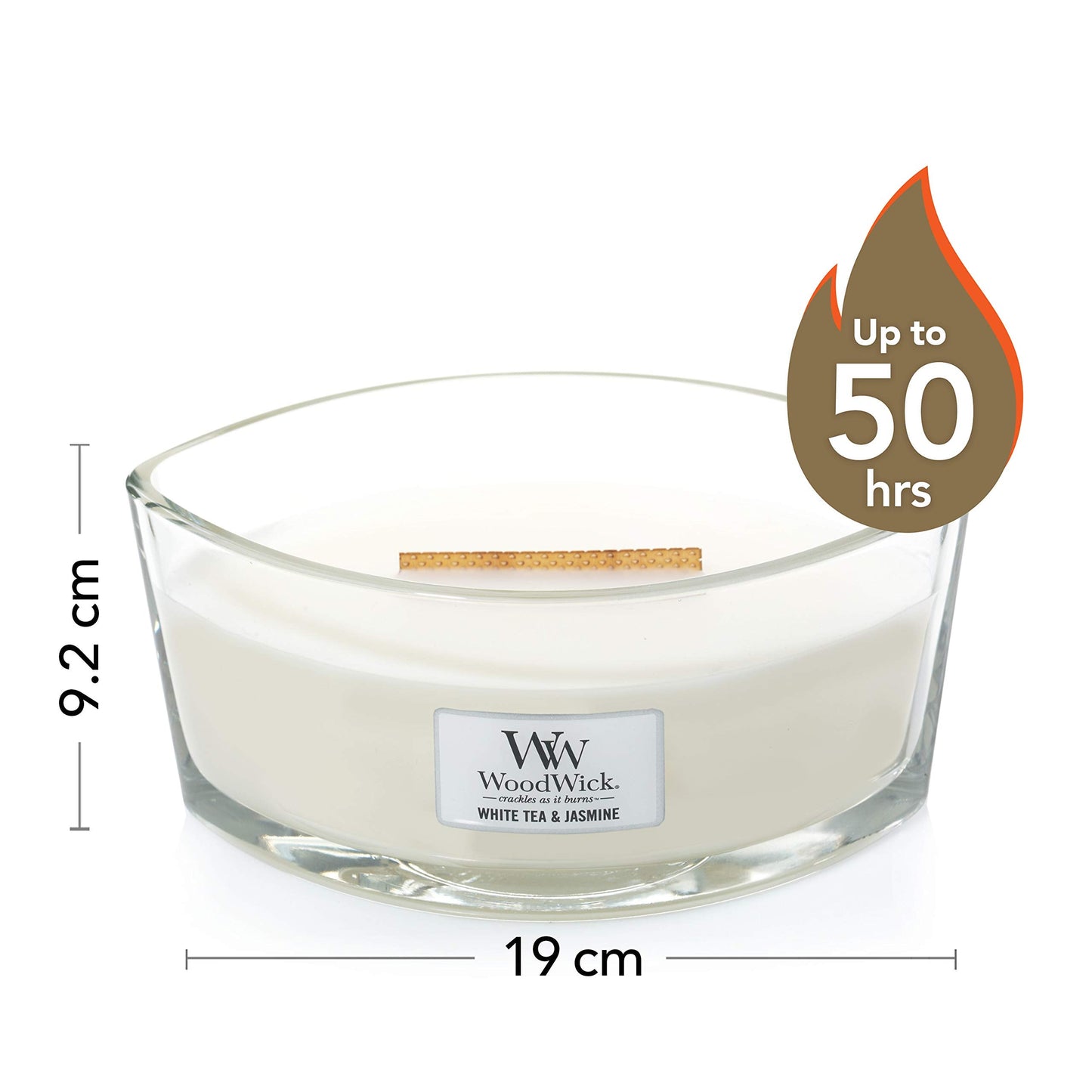 Woodwick Ellipse Scented Candle with Crackling Wick, White Tea and Jasmine