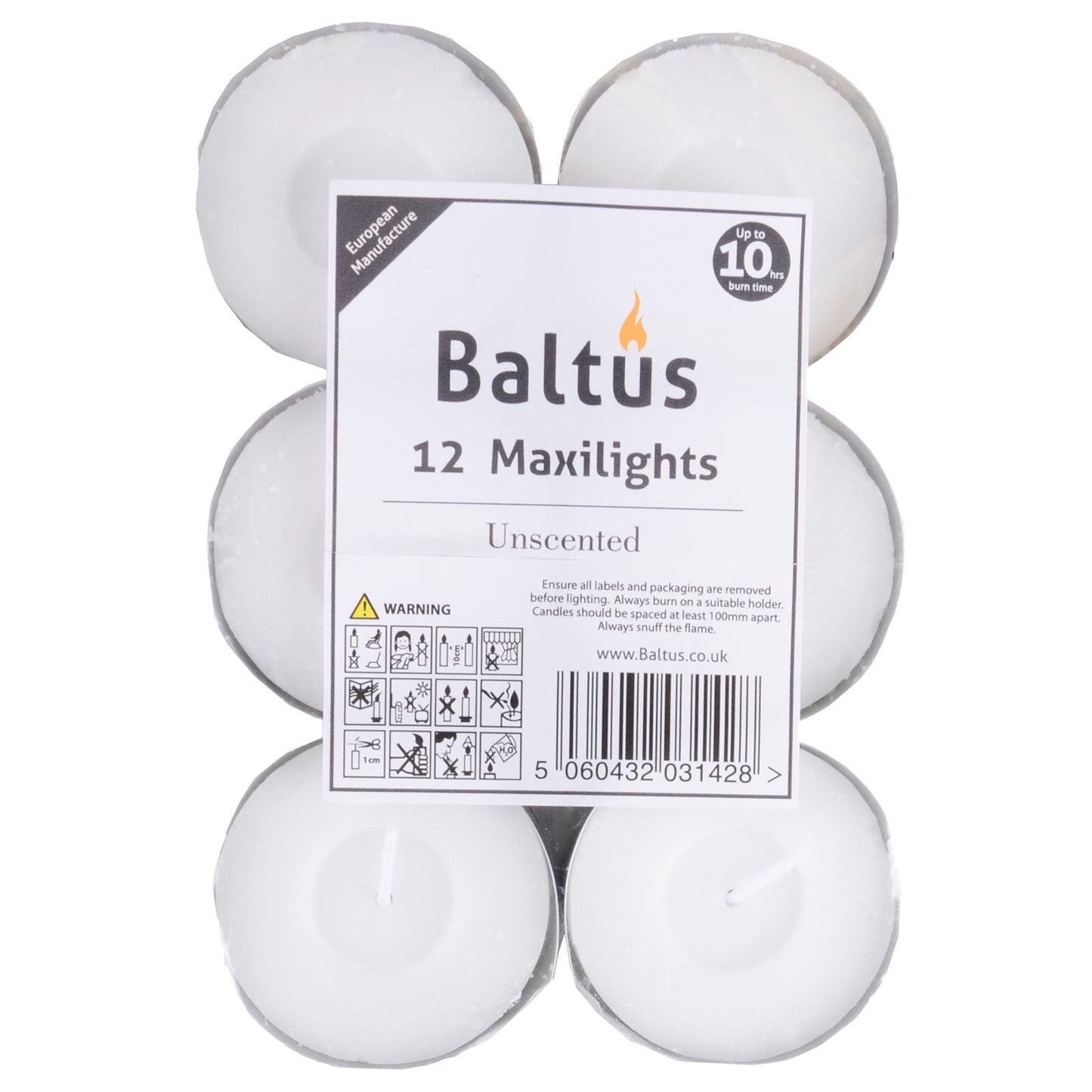 Baltus Pack of 12 Unscented Wax Maxi Lights Tealights Candles Upto 10 Hrs Burn