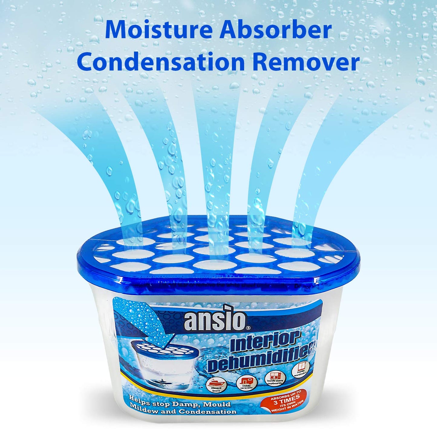 ANSIO Dehumidifier 500ml Pack of 20 Condensation Remover Moisture Absorber Dehumidifiers for Damp, Mould, Moisture in Home, Kitchen, Wardrobe, Bedroom, Caravan, Office, Garage, Bathroom, Basement