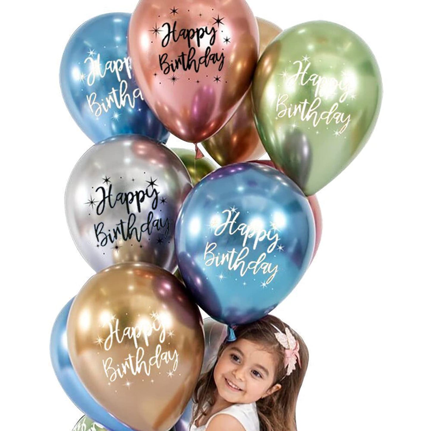 Happy Birthday Metallic Balloons,20 PCS 12 Inch Shiny Metallic Balloon Latex Balloon Happy Birthday Balloons 20pcs