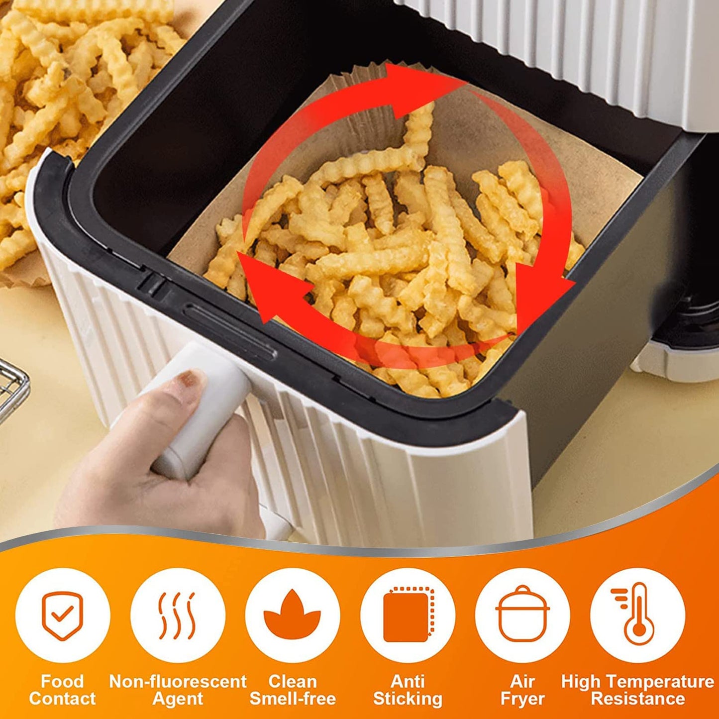 Air Fryer Liners Rectangle 8.6 * 5.5in Air Fryer Disposable Paper Liners for Ninja Dual Air Fryer, Parchment Paper Liners Oil-Proof, Water-Proof, Fit Ninja AF300UK, AF400UK, 100Pcs 100 Rectangle-8.6*5.5in