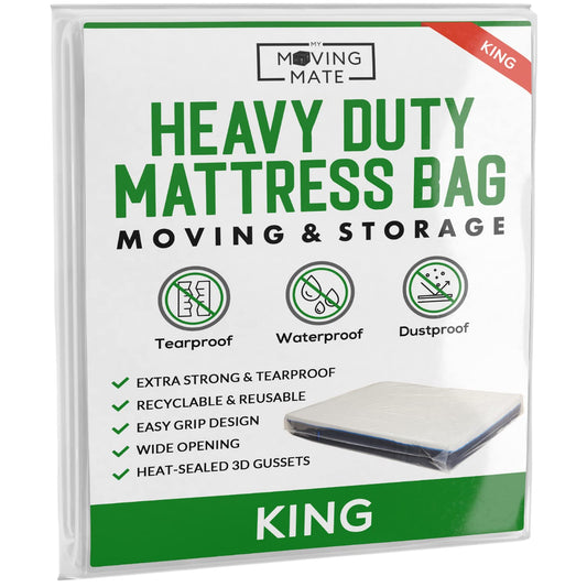 King Size Mattress Bag for Moving and Storage - 5 Mil Mattress Cover for Moving and Storage - Mattress Protector Storage Bags - Heavy Duty, Reusable, Tearproof King