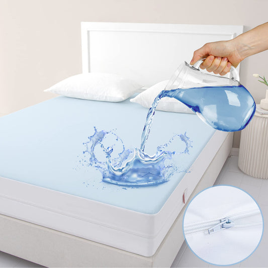 JET'S HOME King Waterproof Mattress Protector With Zipper - 6 Sided Anti Bed Bug And Dust Mite Mattress Encasement - Washable Zippered Mattress Cover (150x200X30CM) King(150x200x30cm)