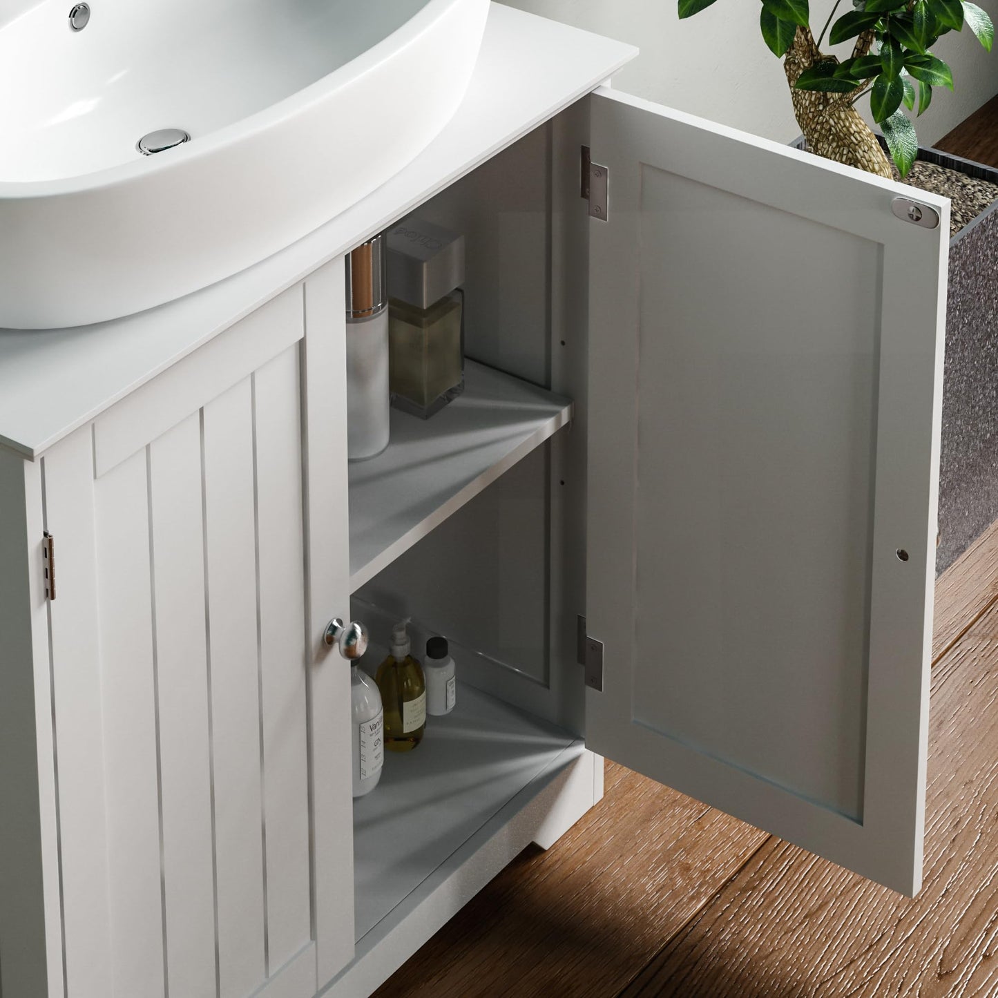 Bath Vida Priano Under Sink Bathroom Cabinet Floor Standing Storage Cupboard Basin Unit, White