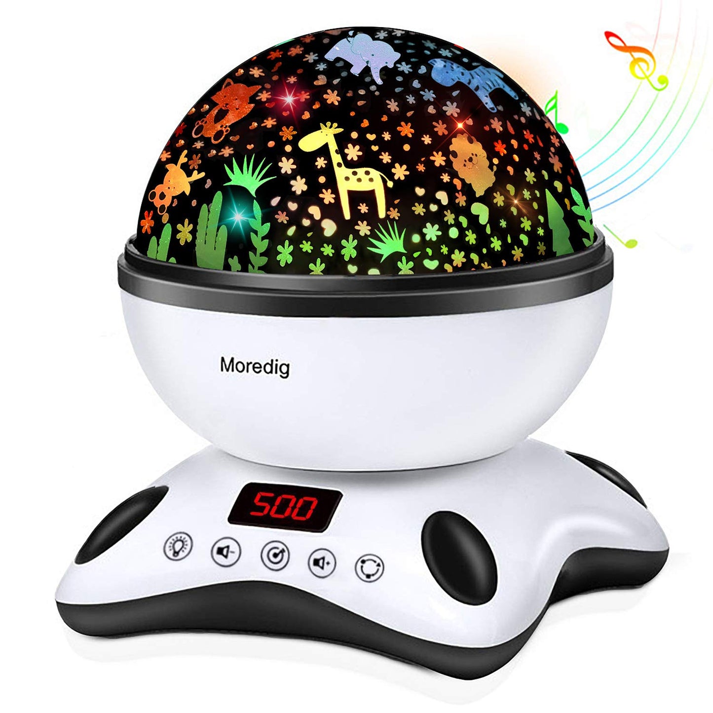 Moredig Baby Projector Night Light, Night Light Kids Projector with 12 Music and Timer, Remote Kids Night Light for Bedroom with 8 Lighting Modes, Gifts for Baby Boy Girls- Black White