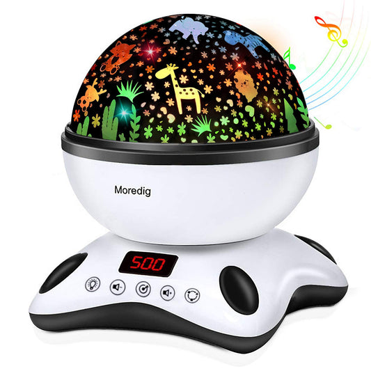 Moredig Baby Projector Night Light, Night Light Kids Projector with 12 Music and Timer, Remote Kids Night Light for Bedroom with 8 Lighting Modes, Gifts for Baby Boy Girls- Black White