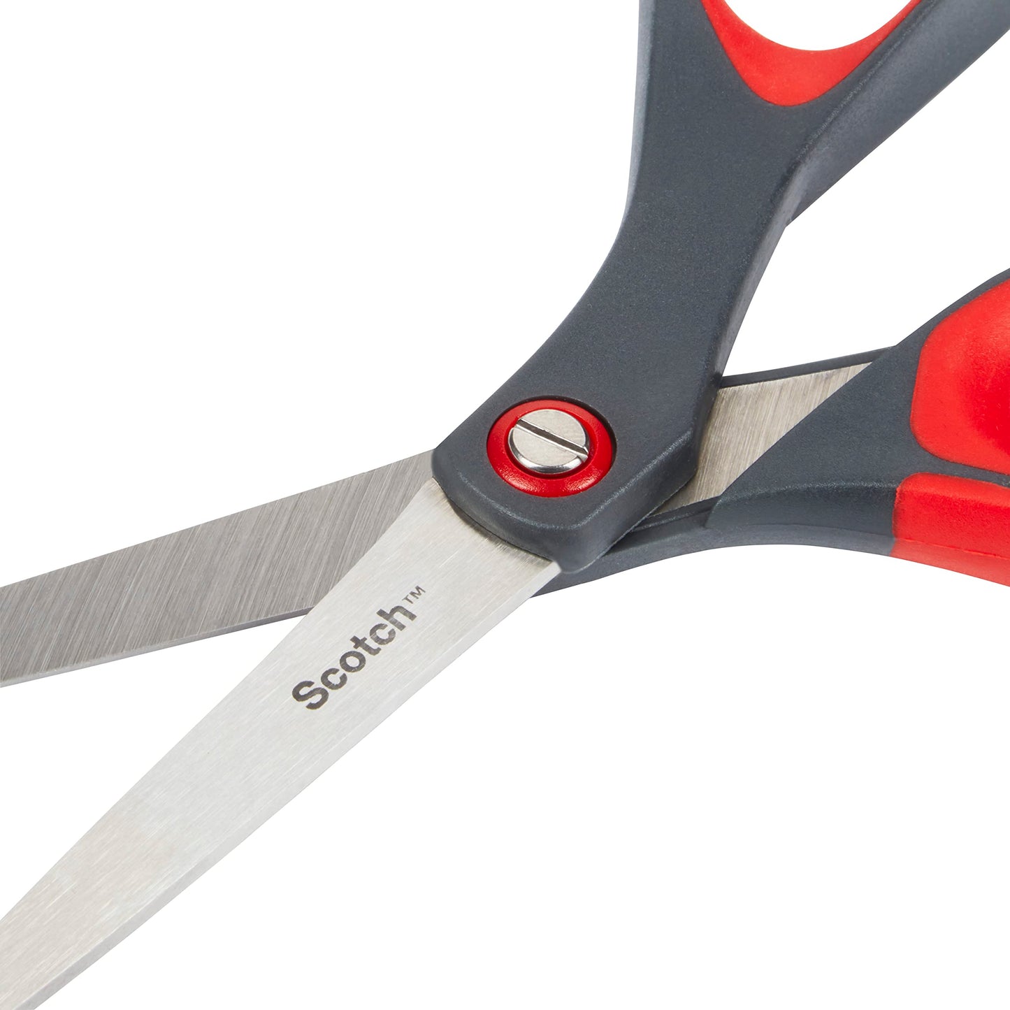 Scotch Precision Office Scissors with Stainless Steel Blades - 20 cm - Ideal for Precise Cutting, Good for Right Hand Use and Left Hand Use - Grey/Red Colour 20cm Single