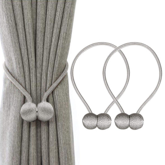 IHClink 2 Pieces Magnetic Curtain Tiebacks Curtain Clips Rope Holdbacks Curtain Weaving Holder Buckles For Home Office Decorative UK patent 6036254 (Grey) Gray