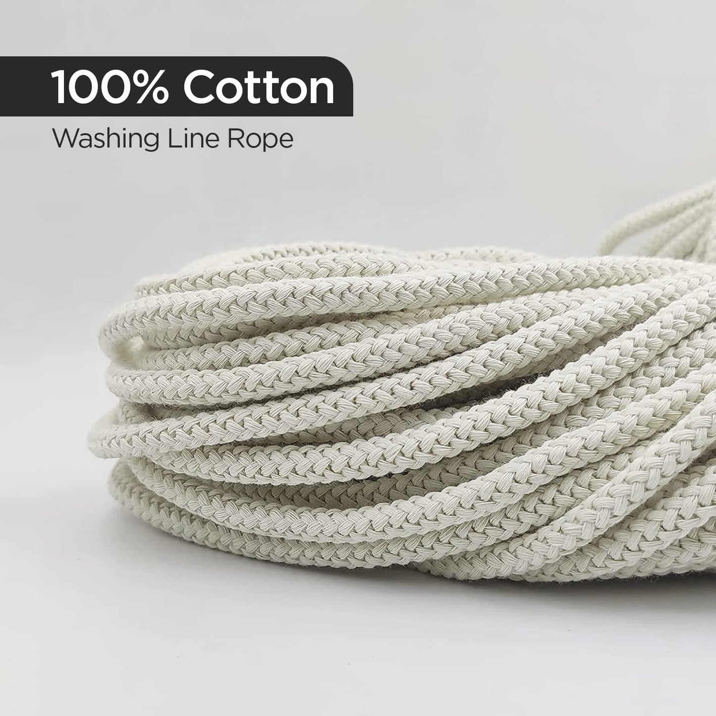 Washing Line Rope Outdoor Clothes Line Laundry Line Outdoors Multipurpose Braided Cotton Soft Rope for Garden, Arts and Crafts | 4mm (30M) 30M