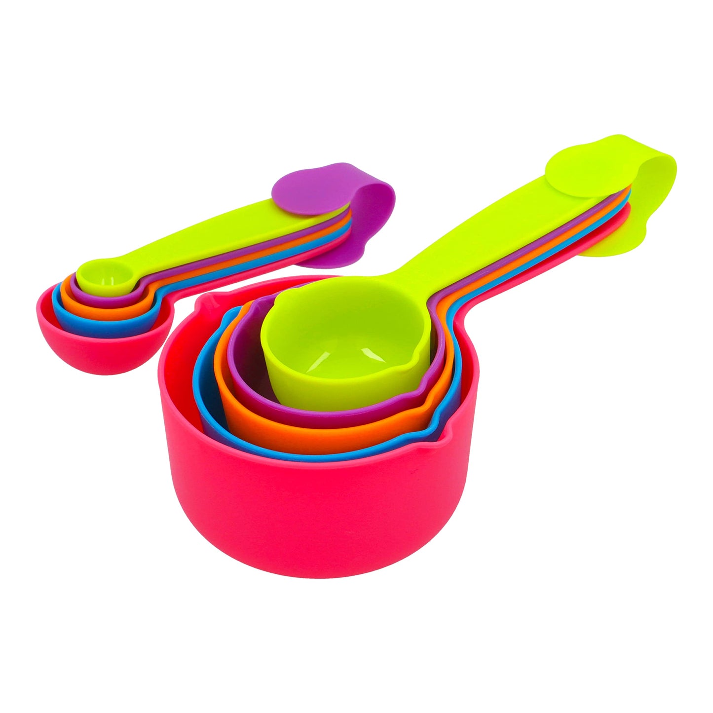 Rightox Measuring Cups and Spoons Food Graded Plastic Stackable Kitchen Utensil Set of 10 Multicolour 10 Pieces