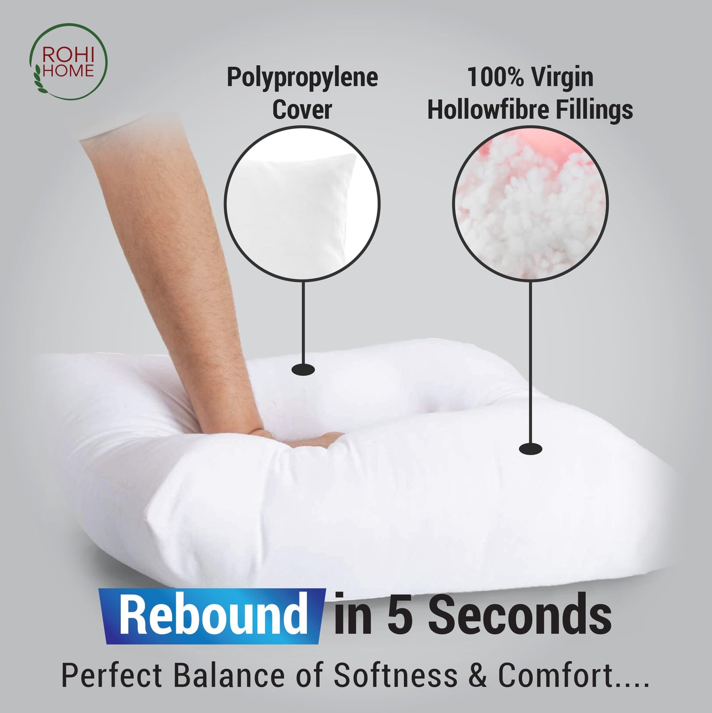 Rohi Set of 4 Hypoallergic Cushion pads 70cm x 70cm - White polyster square Cushions - Standard stuffer pack of Cushion inserts 70cm x 70cm (Pack of 4 | 28 x 28) 70x70 Cm