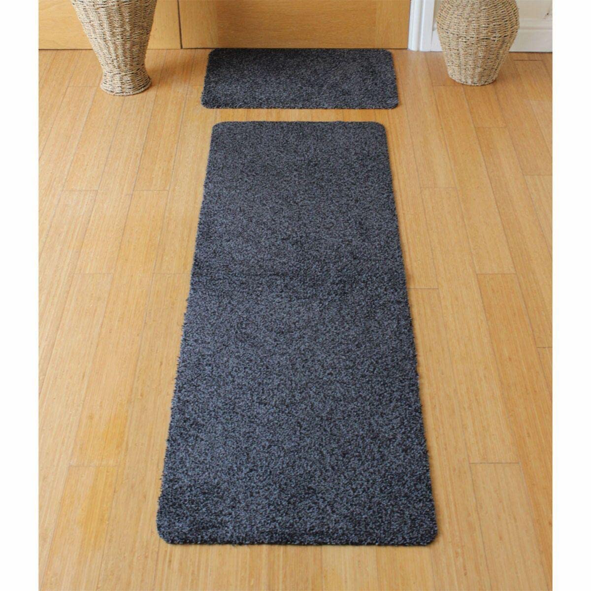 JVL 01-885CH Tanami Two tone Fleck Barrier Runner Door Mat, Charcoal, 50 x 150 cm Solid