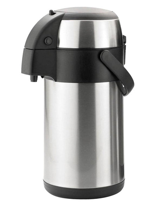 3L Pump Action Airpot, Stainless Steel Dispenser with Vacuum Pump, Double Wall Insulated Coffee & Tea Urn with Safety Lock & Carry Handle 3Ltr Single