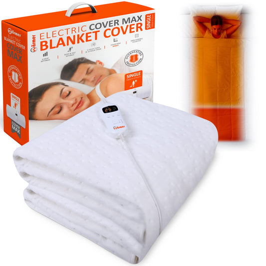 Warmer Single Electric Blanket 160cm x 91cm - Body & Feet Dual Heating Zones, 9 Heat Settings, 2 and 10 Hour Timer, Overheating Protection, Polyester - Single Size