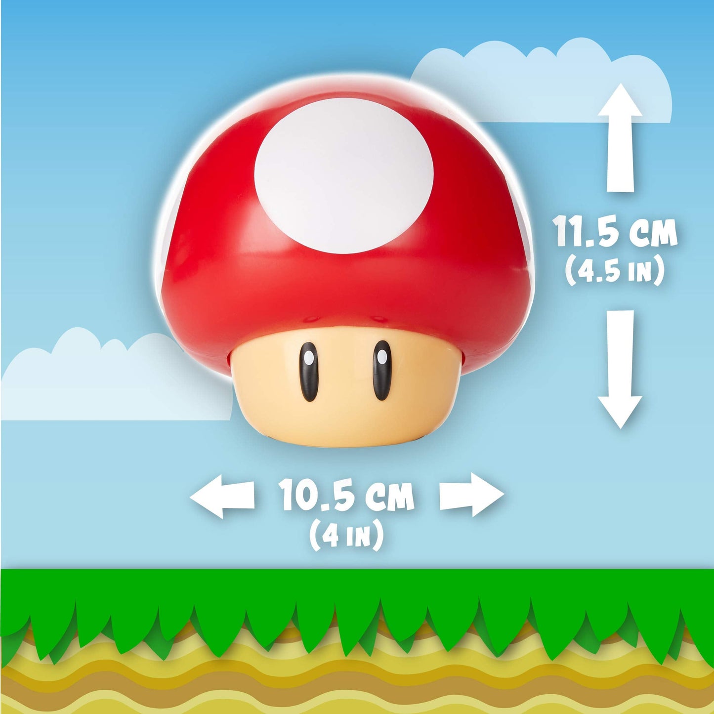 Paladone Super Mario Bros Toad Mushroom Light with Sound, Collectable Light Up Figure, Multi-Colour Single Retro