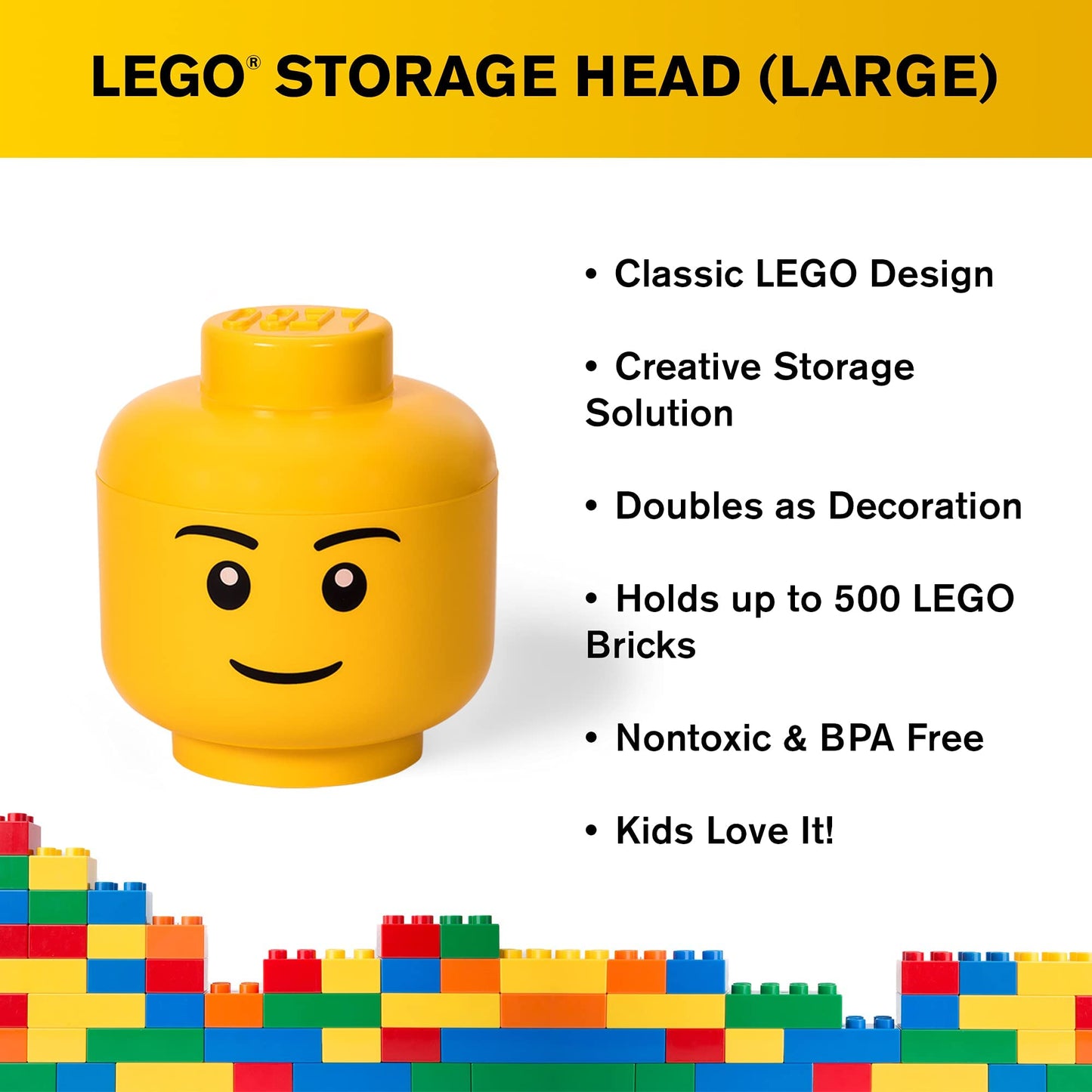 Room Copenhagen 40311724 4032 Boy Storage Head, Plastic, Yellow Large