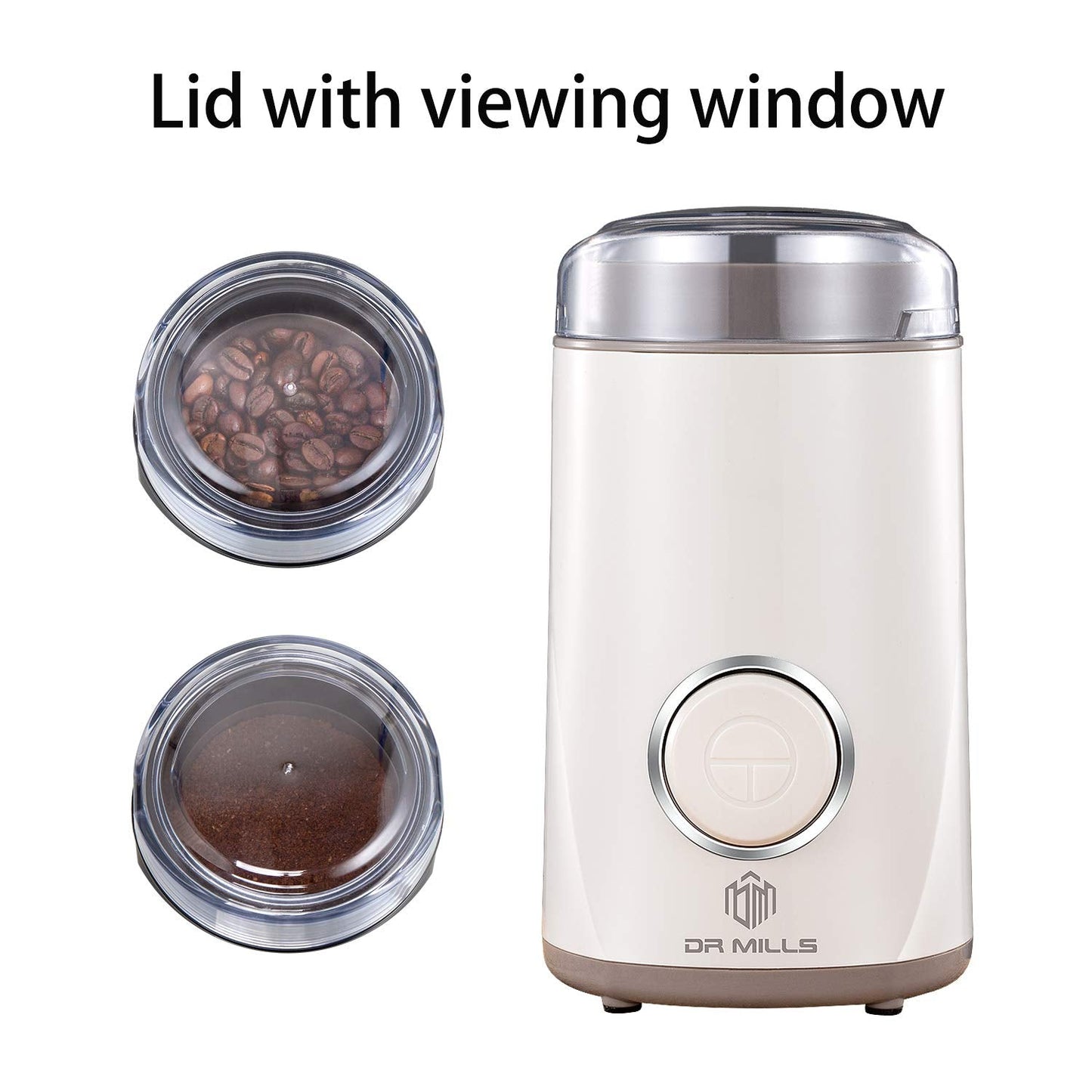 DR MILLS DM-7441W Electric Dried Spice and Coffee Grinder, Blade & Cup Made with SUS304 stianlees Steel（White) White