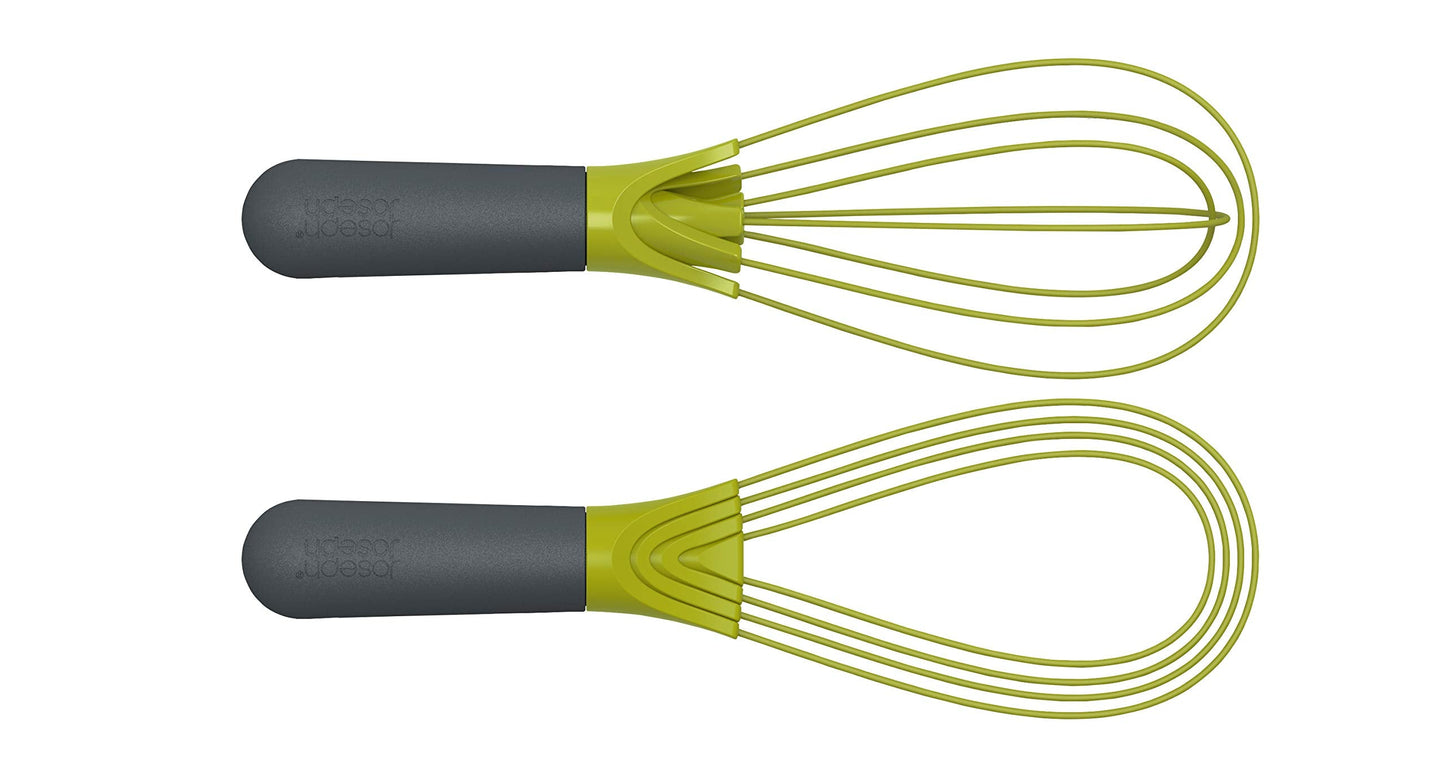 Joseph Joseph Twist Whisk- 2 in 1 - flat and balloon whisk - Suitable for non-stick cookware, Silicone, Grey / Green Grey/Green