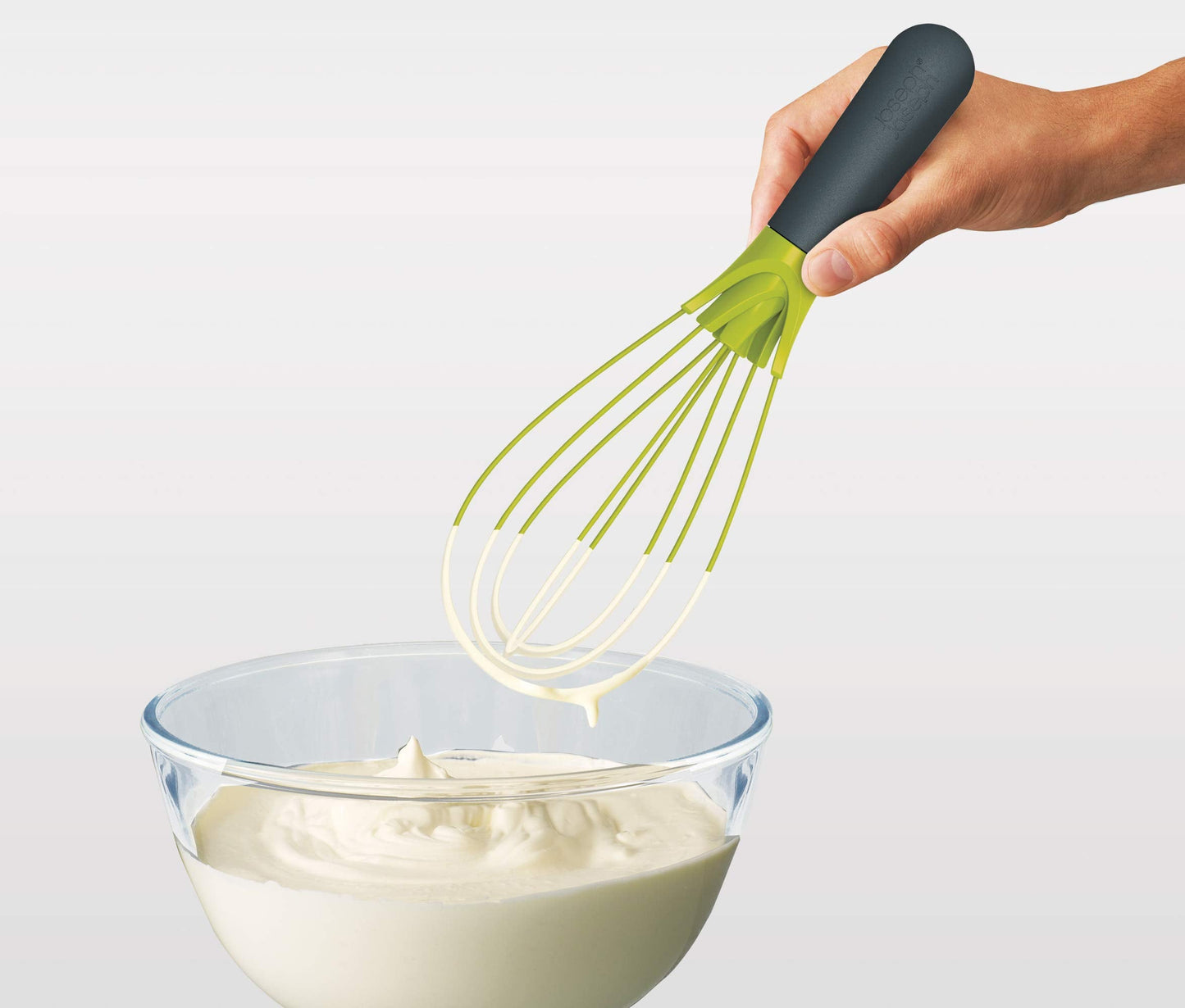 Joseph Joseph Twist Whisk- 2 in 1 - flat and balloon whisk - Suitable for non-stick cookware, Silicone, Grey / Green Grey/Green