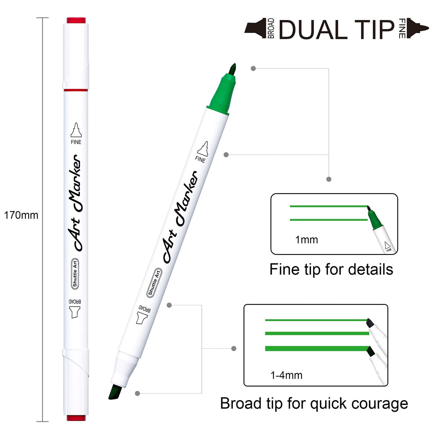 Shuttle Art 100 Colours Alcohol Markers, Dual Tip Art Markers Plus 1 Blender Art Pens for Drawing, Sketching Highlighting, Marker Pens with Carrying Case for Artists and Adult Colouring Manga Design