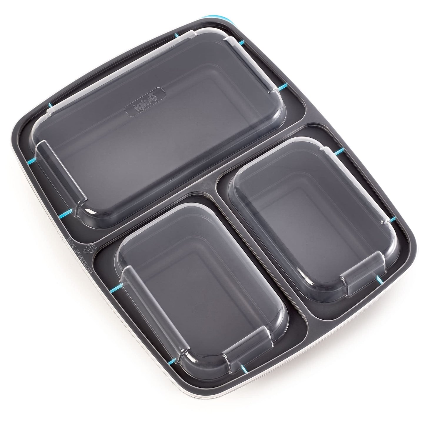 30 Pack - 3 Compartment BPA Free Reusable Meal Prep Containers - Plastic Food Storage Trays with Airtight Lids - Microwavable, Freezer and Dishwasher Safe - Stackable Bento Lunch Boxes - 32 oz 30