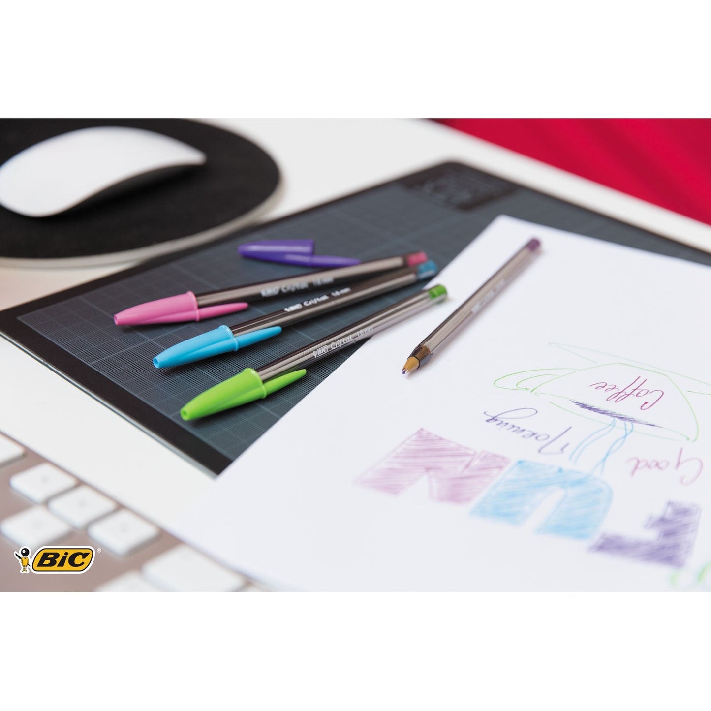 BIC Cristal Ballpoint Pens - Pack of 8 - Assorted Colours (Fashion + Standard) - 1.6 mm Tip with Smooth Writing