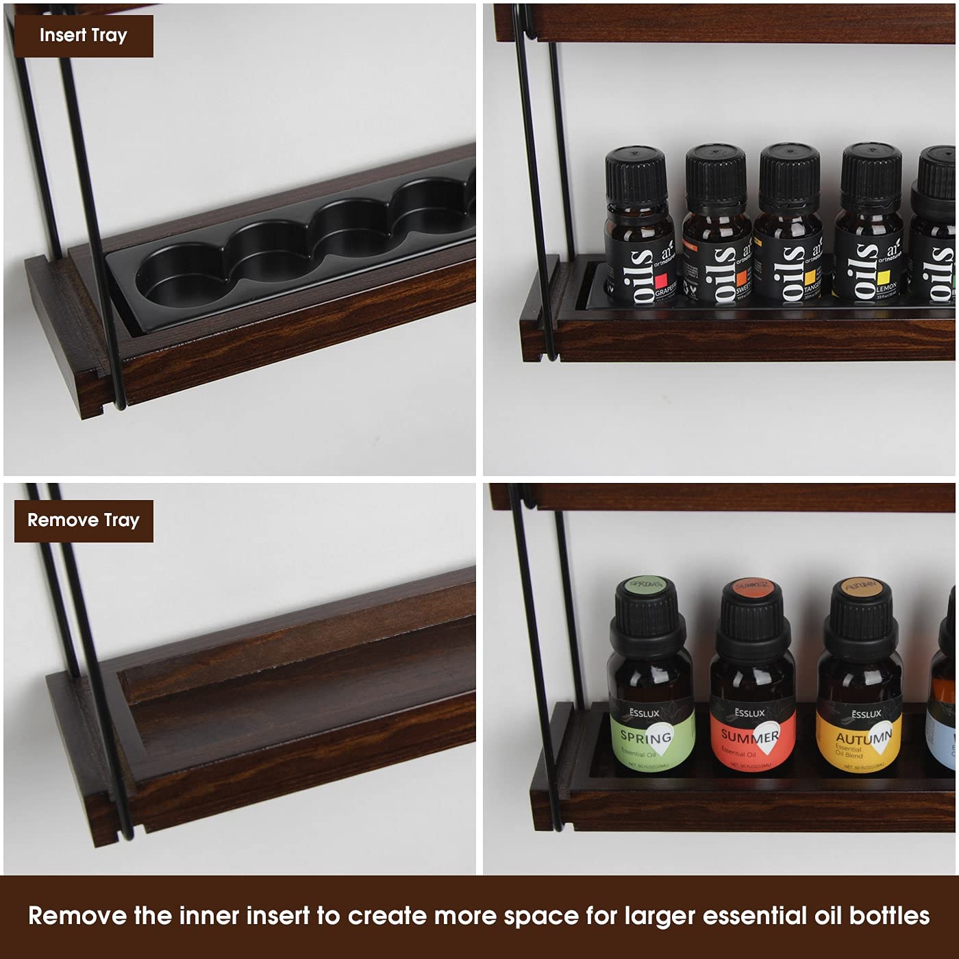 JackCubeDesign Wall Mount Wood Essential Oil Shelf (5 Tier) : MK482A 5 Tier